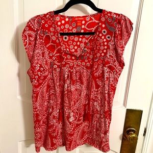 Joe Fresh Sleeveless, Paisley Top with Tassels Size M